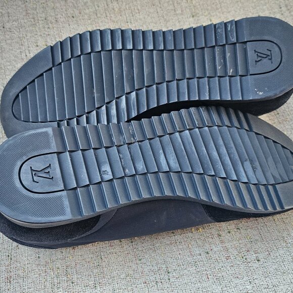 Louis Vuitton Men Sneaker Lace Up Shoes Black Suede/Fabric Upper Made in Italy 8 - Picture 10 of 12